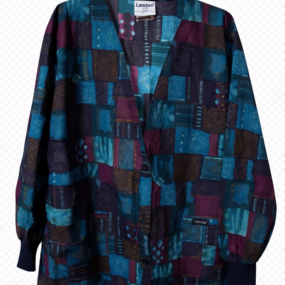 Landau Women's Blue and Purple Patchwork Blazer